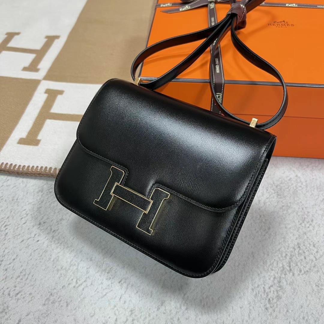 Uncle Bench Hermes Constance Boxcalf Ck89 Black Leather buckle 18cm Full Handmade