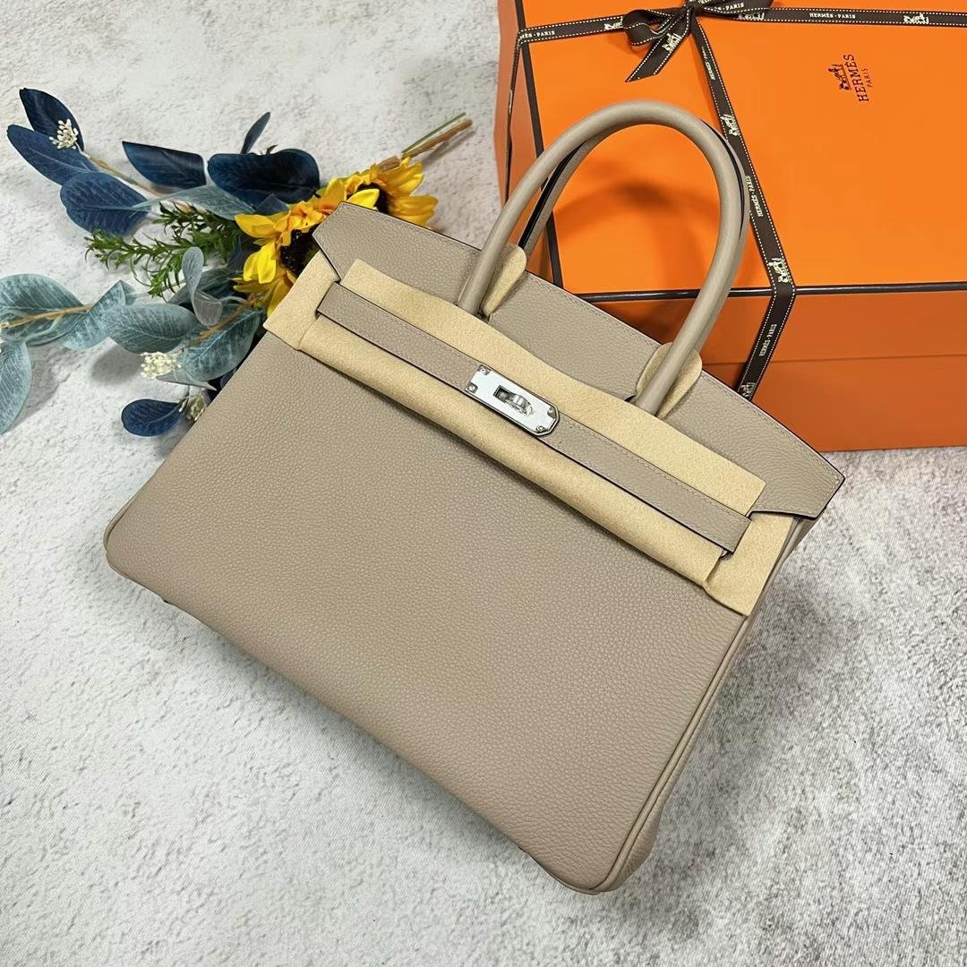 Uncle Bench Hermes Birkin Togo Ck81 Gris T Silver Hardware 30cm Full Handmade