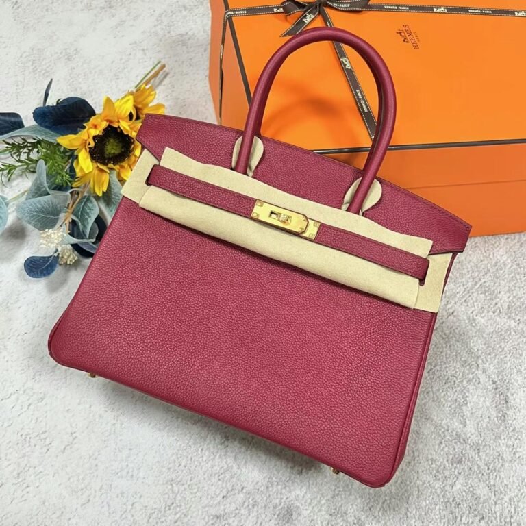 Uncle Bench Hermes Birkin Togo K1 garnet red Gold Hardware 30cm Full Handmade
