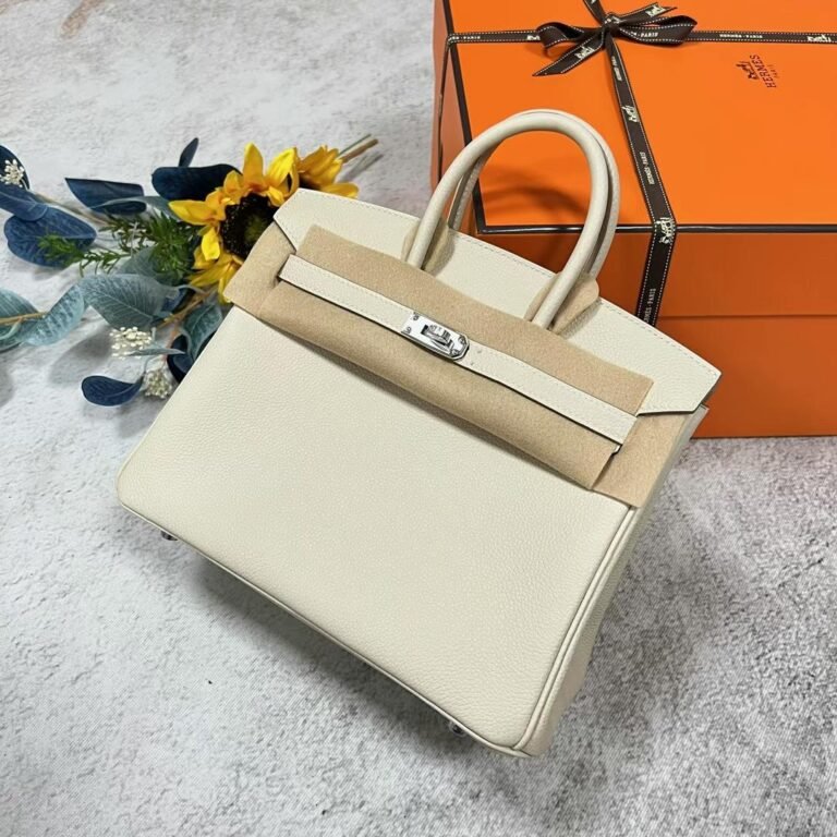 Uncle Bench Hermes Birkin Togo Ck10 Creamy white Silver Hardware 25cm Full Handmade