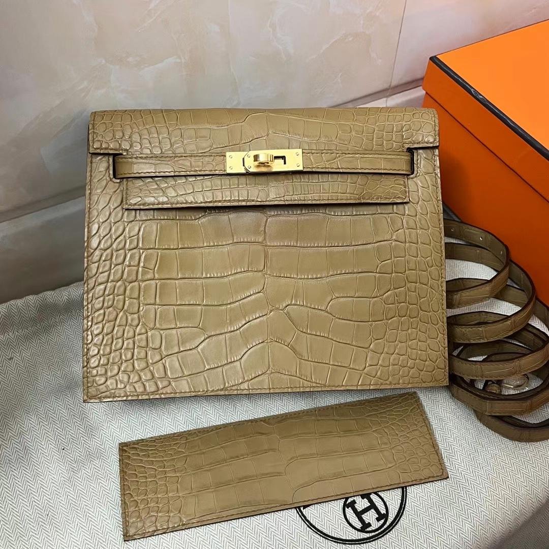 Uncle Bench Hermes Kelly danse Matte Alligator 2H khaki Gold Hardware Ghw 22cm Full Handmade