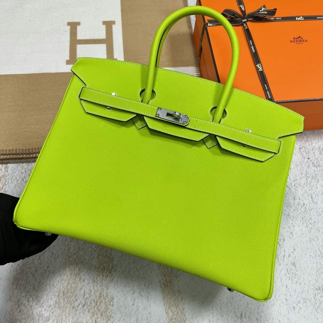 Uncle Bench Hermes Birkin Epsom 6R kiwi green Silver Hardware Phw 35cm Full Handmade