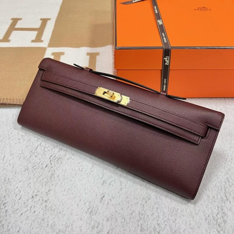 Uncle Bench Hermes Kelly cut Epsom Ck57 Bordeaux red Gold Hardware 31cm Full Handmade
