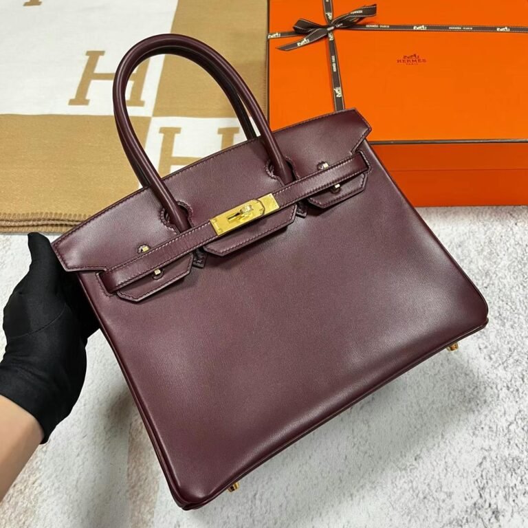 Uncle Bench Hermes Birkin Boxcalf Ck57 Bordeaux red Gold Hardware Ghw 30cm Full Handmade