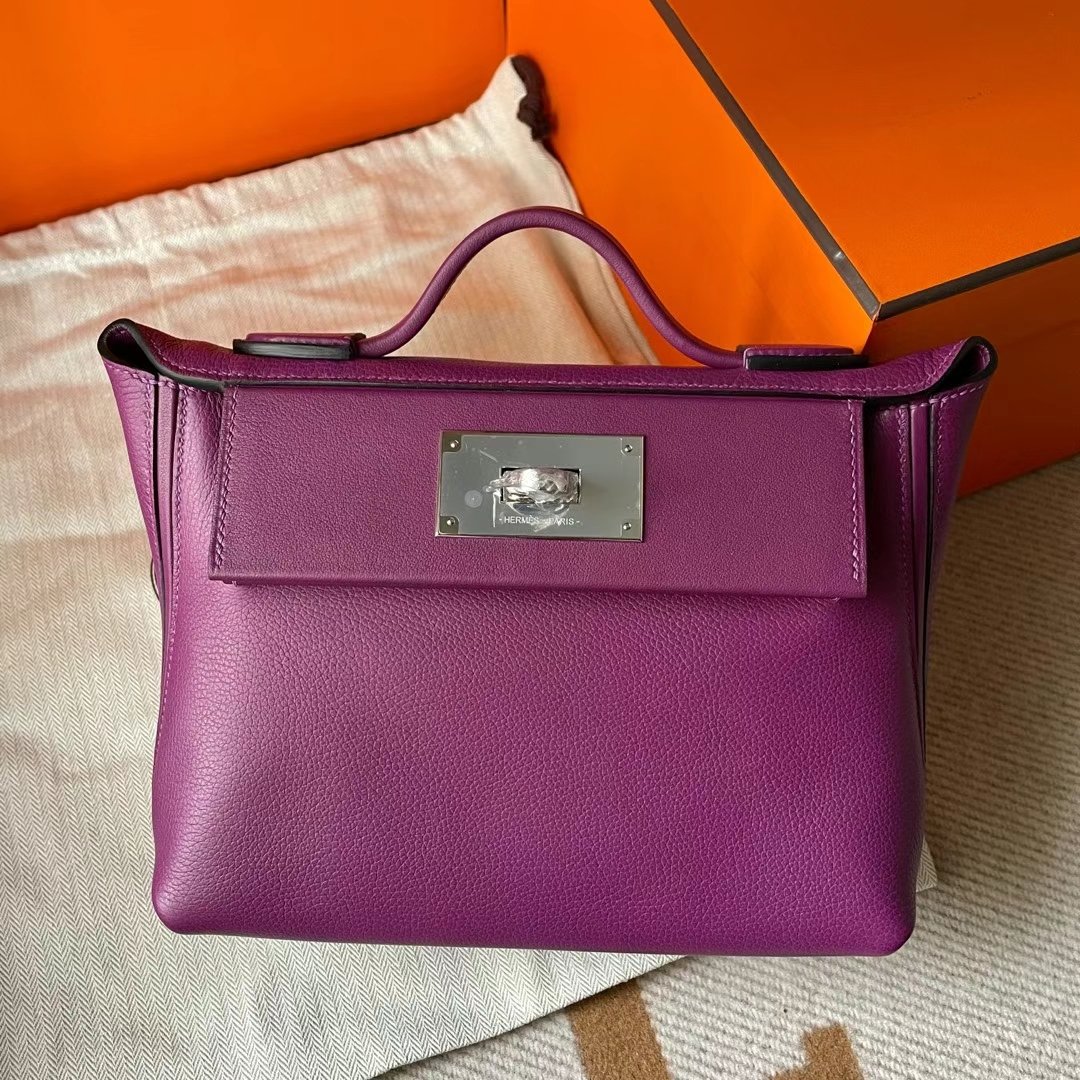 Uncle Bench Hermes Mini kelly 2424 Evercolor & Swift P9 actiniae purple Silver Hardware Phw 21cm Full Handmade