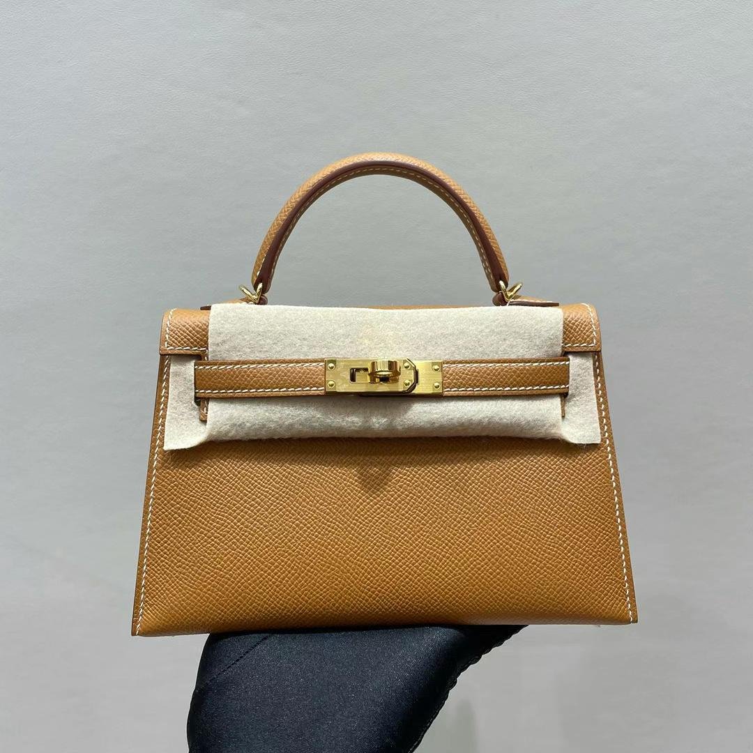 Uncle Bench Hermes Mini Kelly Epsom Ck37 Golden brown Gold Hardware Ghw 19cm Full Handmade