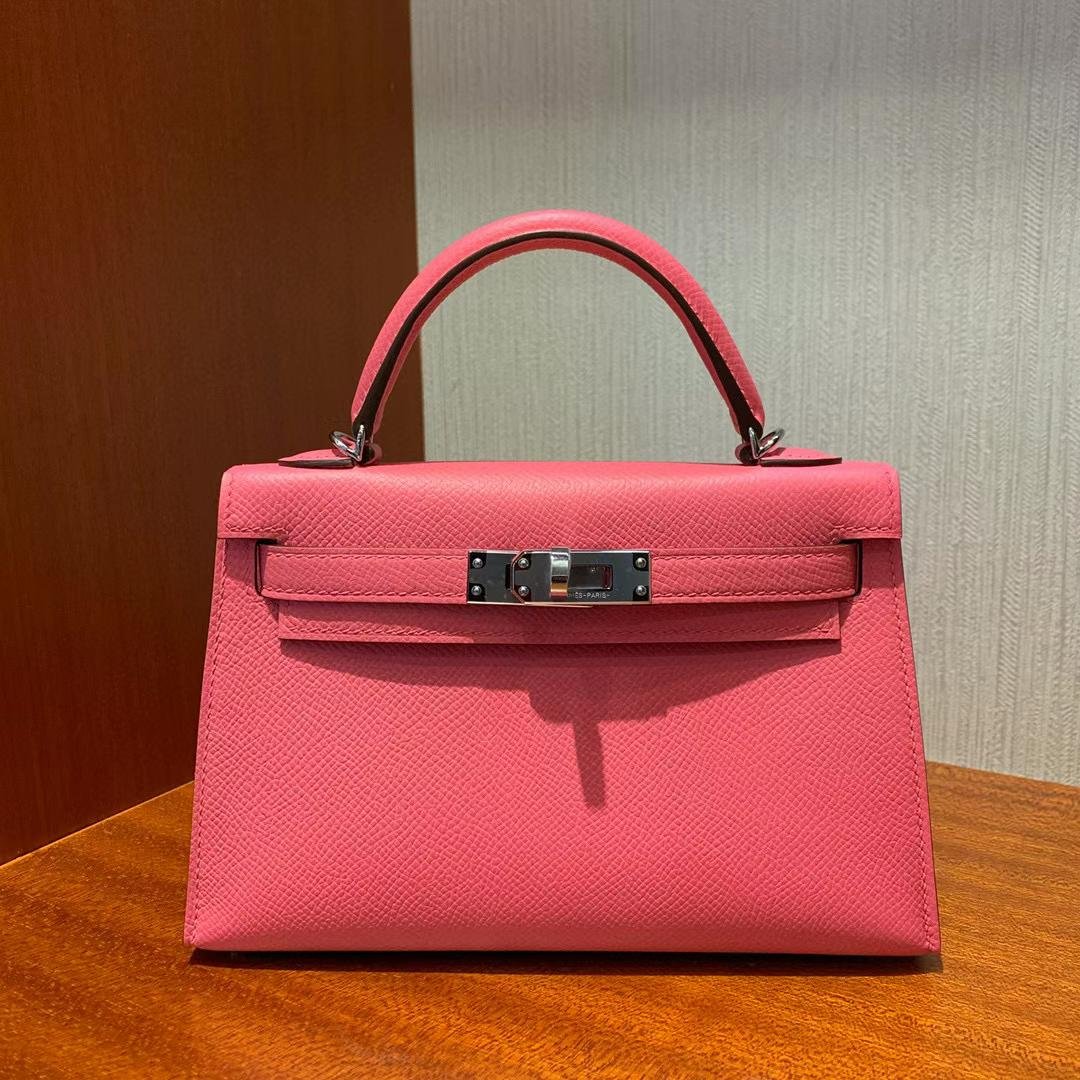 Uncle Bench Hermes Mini Kelly Epsom 8w lipstick pink Silver Hardware Phw 19cm Full Handmade