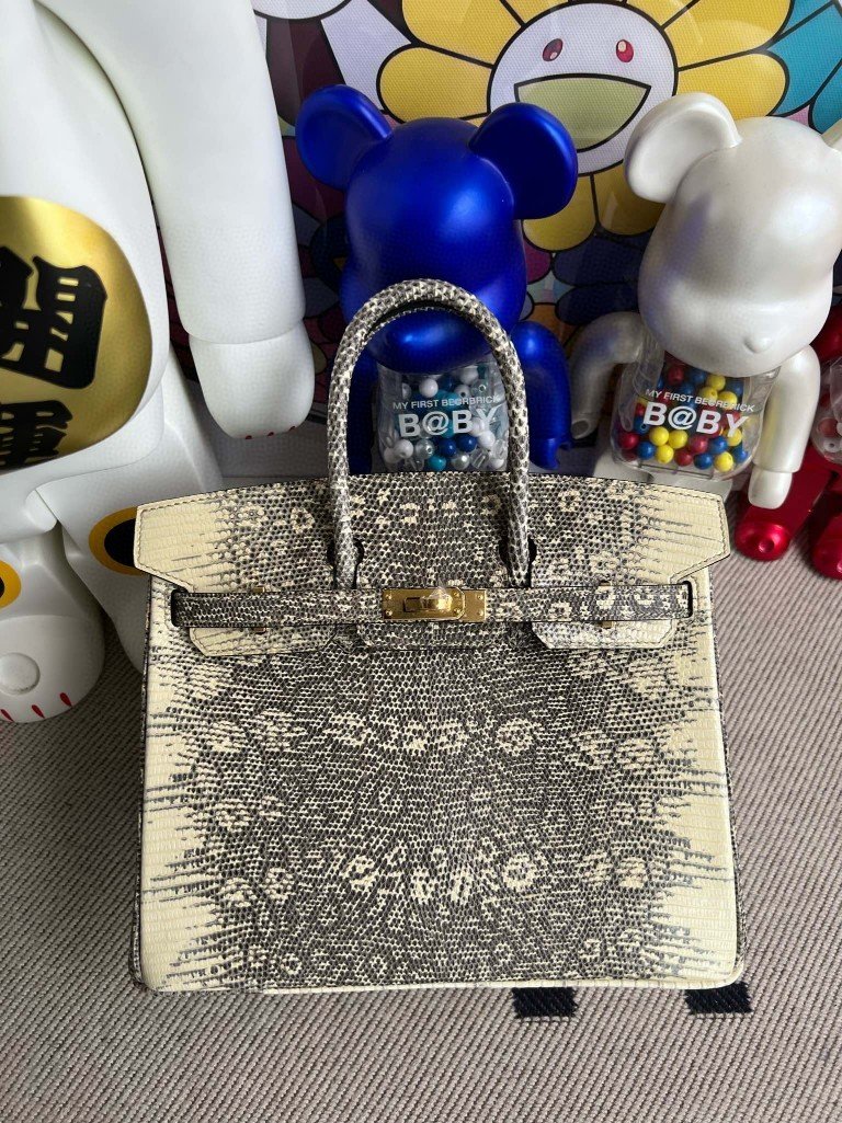 Uncle Bench Hermes Birkin Lizard Himalaya Gold Hardware 25cm Full Handmade