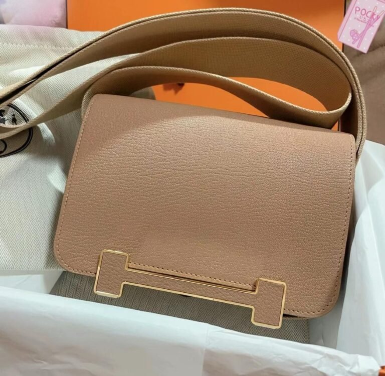 Uncle Bench Hermes Geta Chevre 2J khaki & 0M Tea color Gold Hardware 20cm Full Handmade