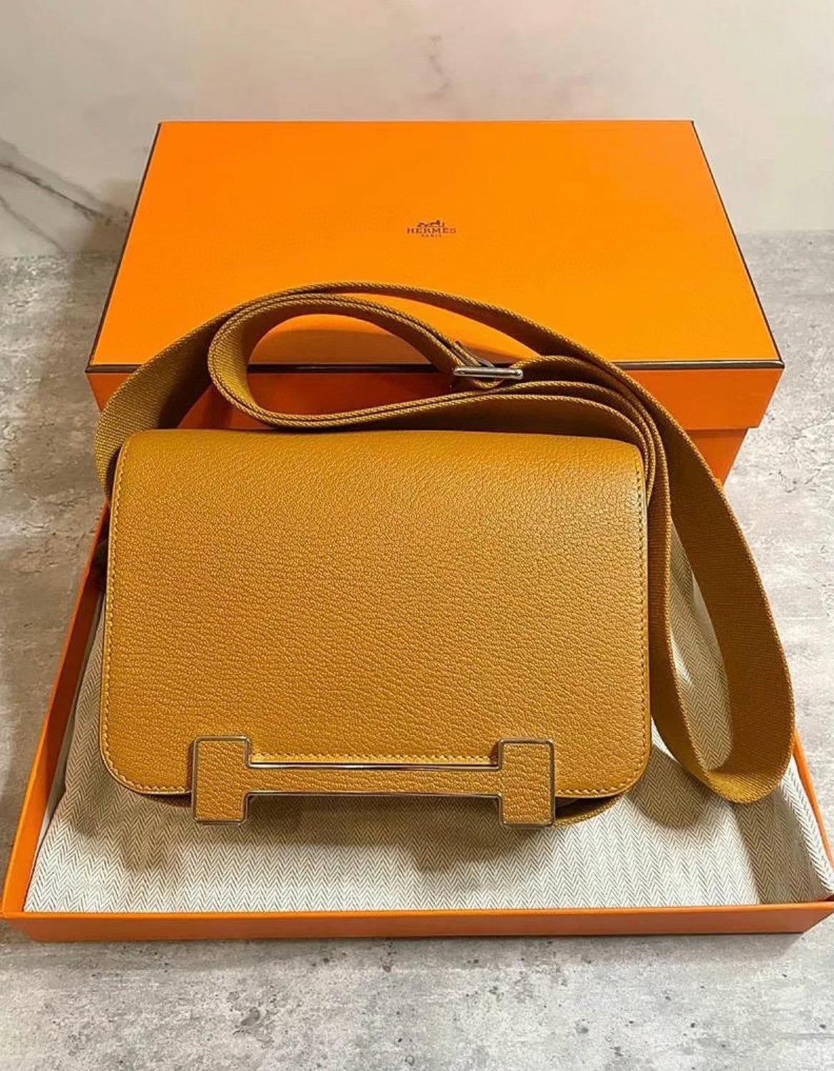 Uncle Bench Hermes Geta Chevre A1 caramel color Gold Hardware 20cm Full Handmade