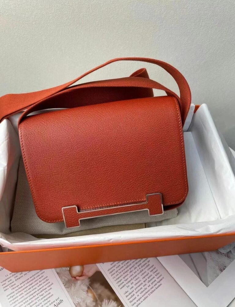 Uncle Bench Hermes Geta Chevre C6 Pumpkin color Silver Hardware 20cm Full Handmade