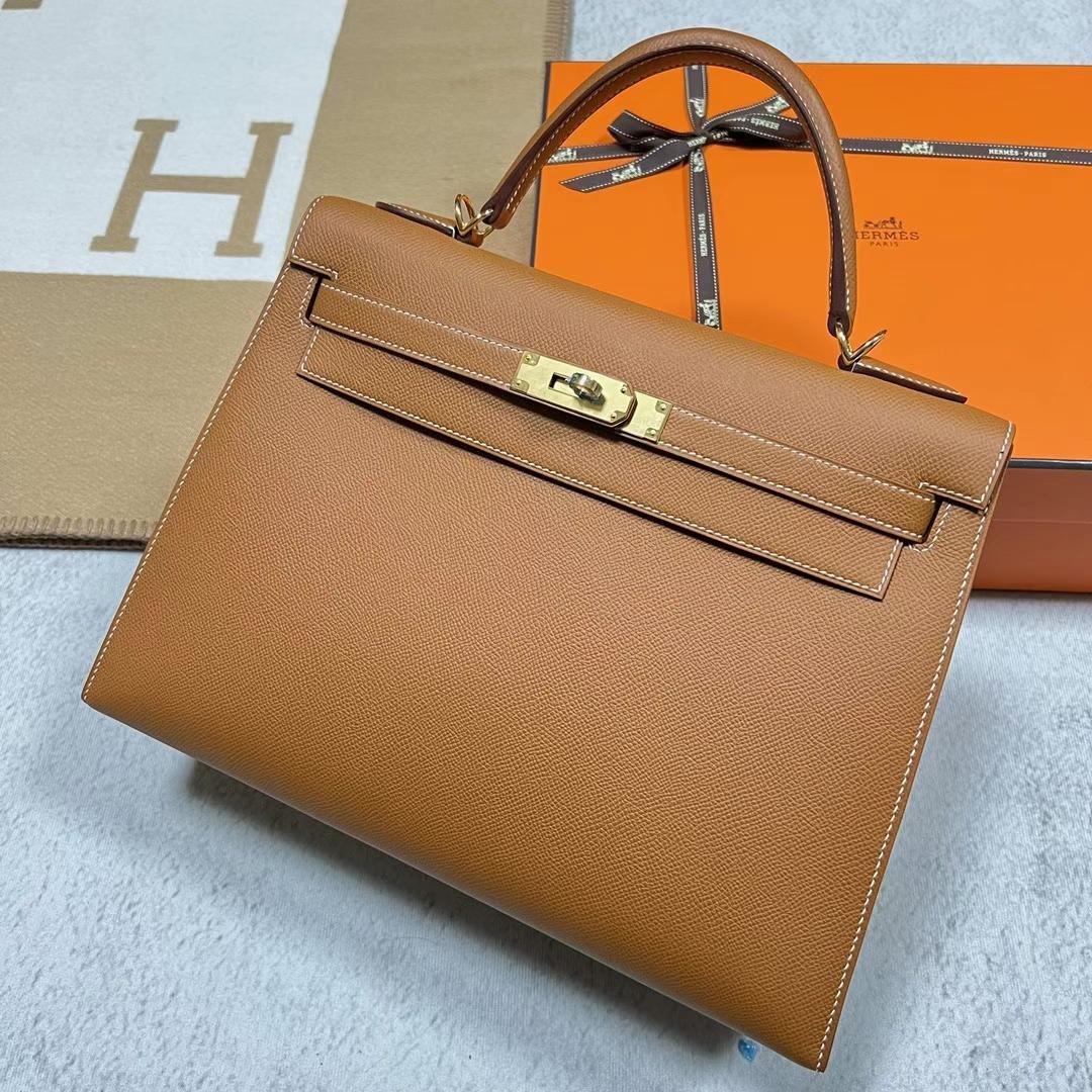 Uncle Bench Hermes Kelly Epsom Ck37 Golden Brown Gold Hardware Ghw 32cm Full Handmade