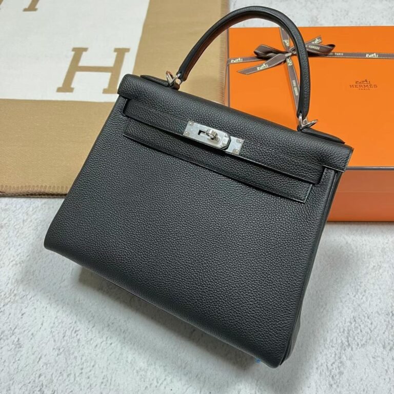 Uncle Bench Hermes Kelly Togo Ck89 Black Silver Hardware 28cm Full Handmade