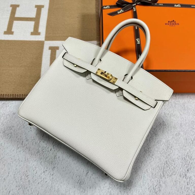 Uncle Bench Hermes Birkin Togo 8L Ice White Gold Hardware 25cm Full Handmade