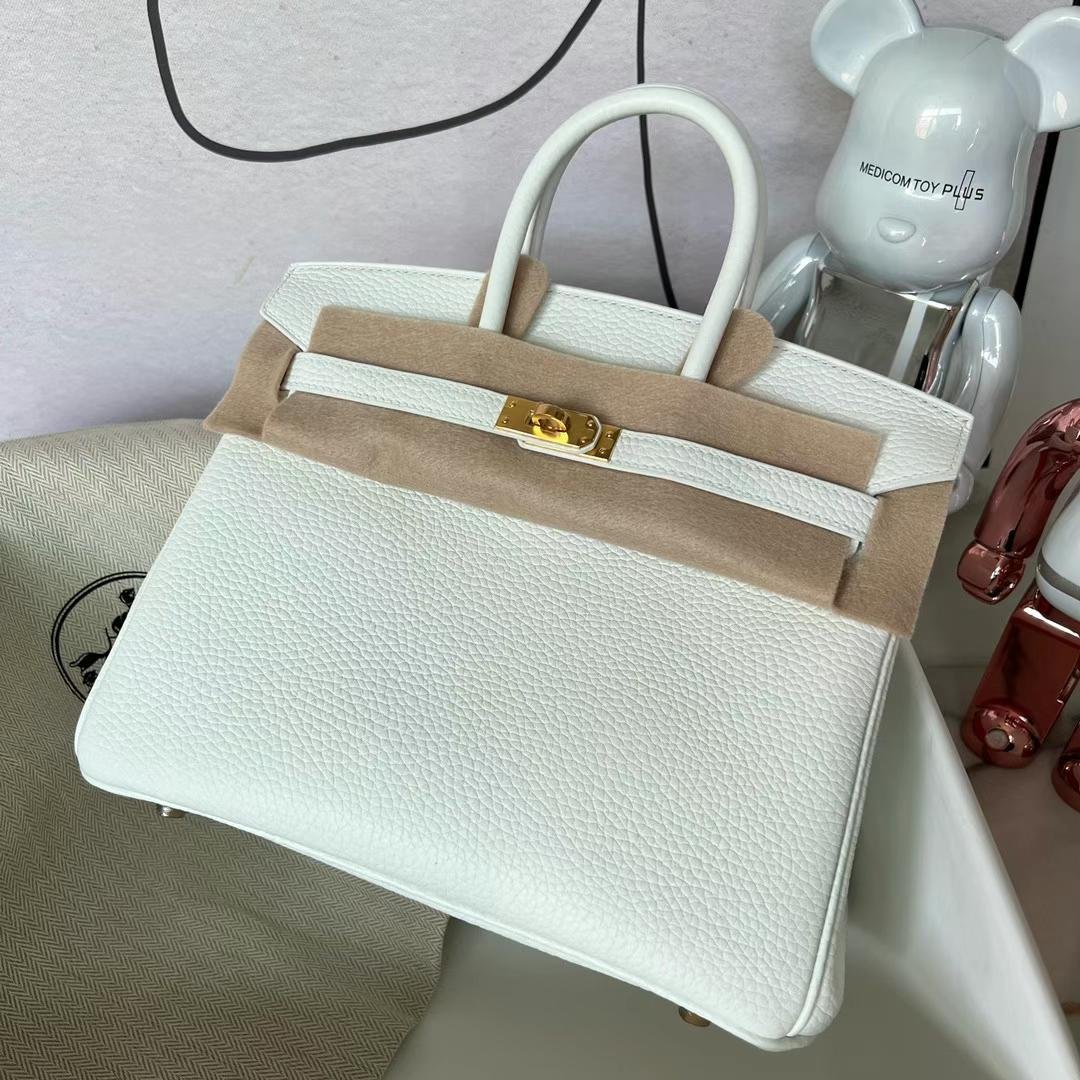 Uncle Bench Hermes Birkin Clemence 01 Pure White Gold Hardware 25cm Full Handmade