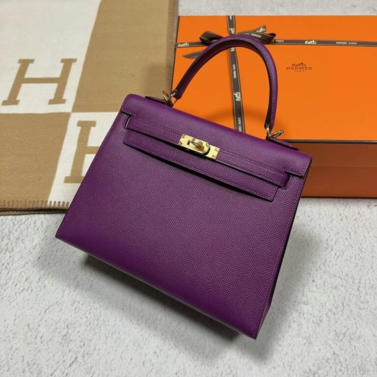 Uncle Bench Hermes Kelly Epsom P9 Anemone Purple Gold Hardware 25cm Full Handmade