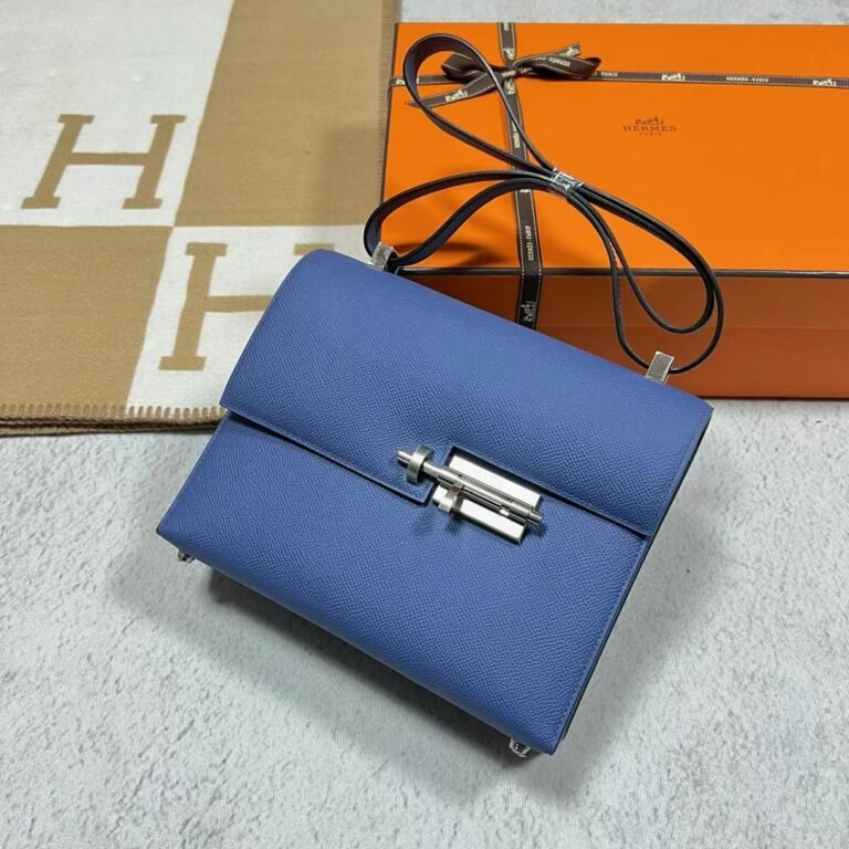 Uncle Bench Hermes Verrou Epsom 7E Bright blue Silver Hardware 21cm Full Handmade