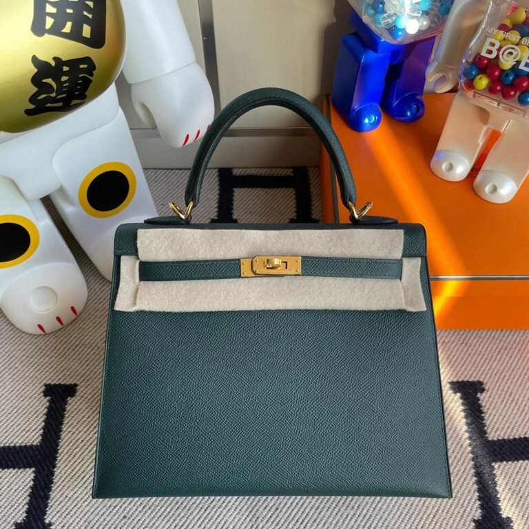Uncle Bench Hermes Kelly Epsom 6O Vert Cypres Ghw Gold Hardware 25cm Full Handmade