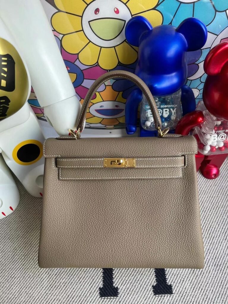 Uncle Bench Hermes Kelly Togo Ck18 Etoupe Grey Ghw Gold Hardware 25cm Full Handmade