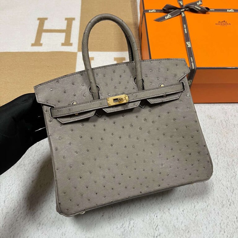 Uncle Bench Hermes Birkin Ostrich Ck81 Gris Tourterelle Gold Hardware 25cm Full Handmade