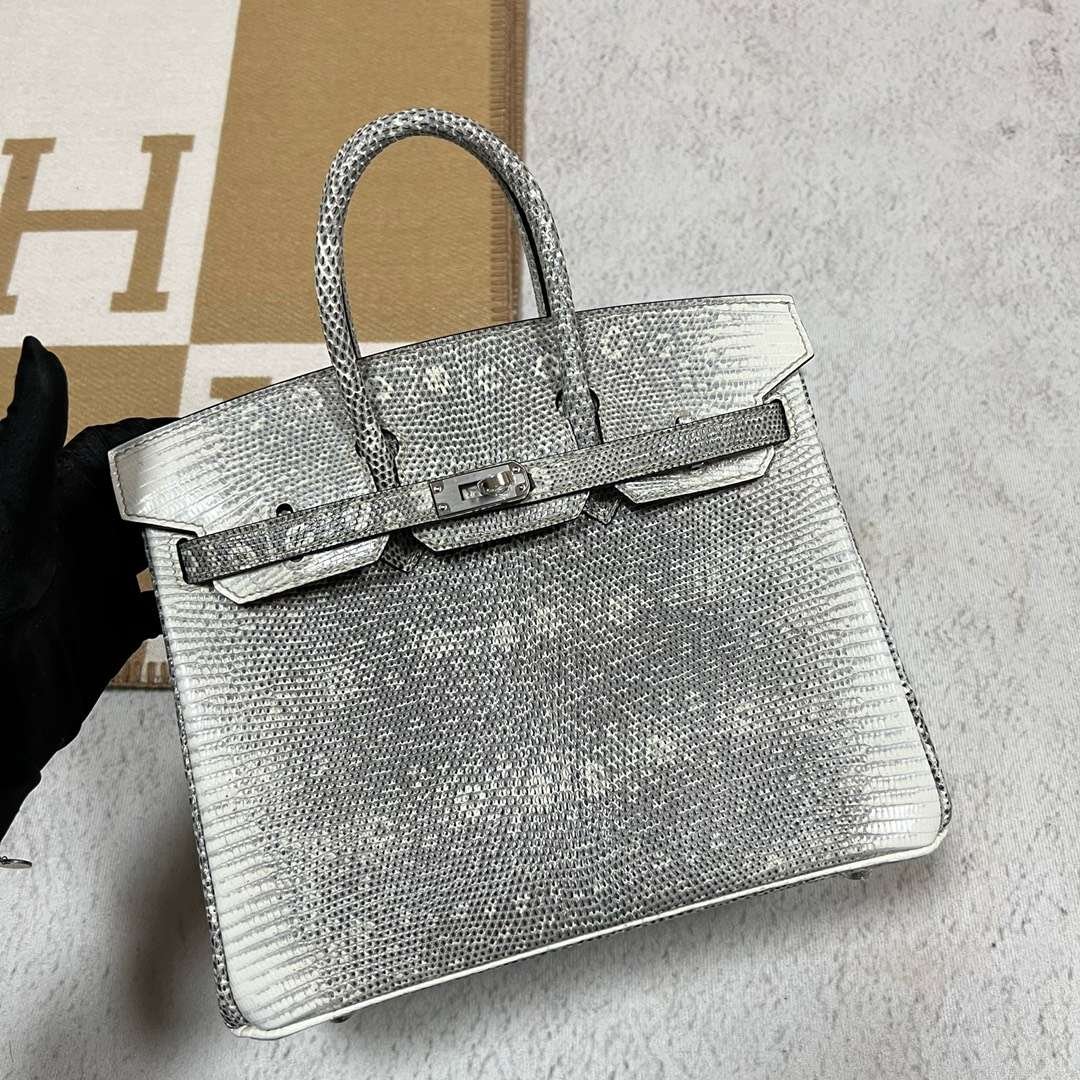 Uncle Bench Hermes Birkin Lizard 01 Natural color Silver Hardware 25cm Full Handmade