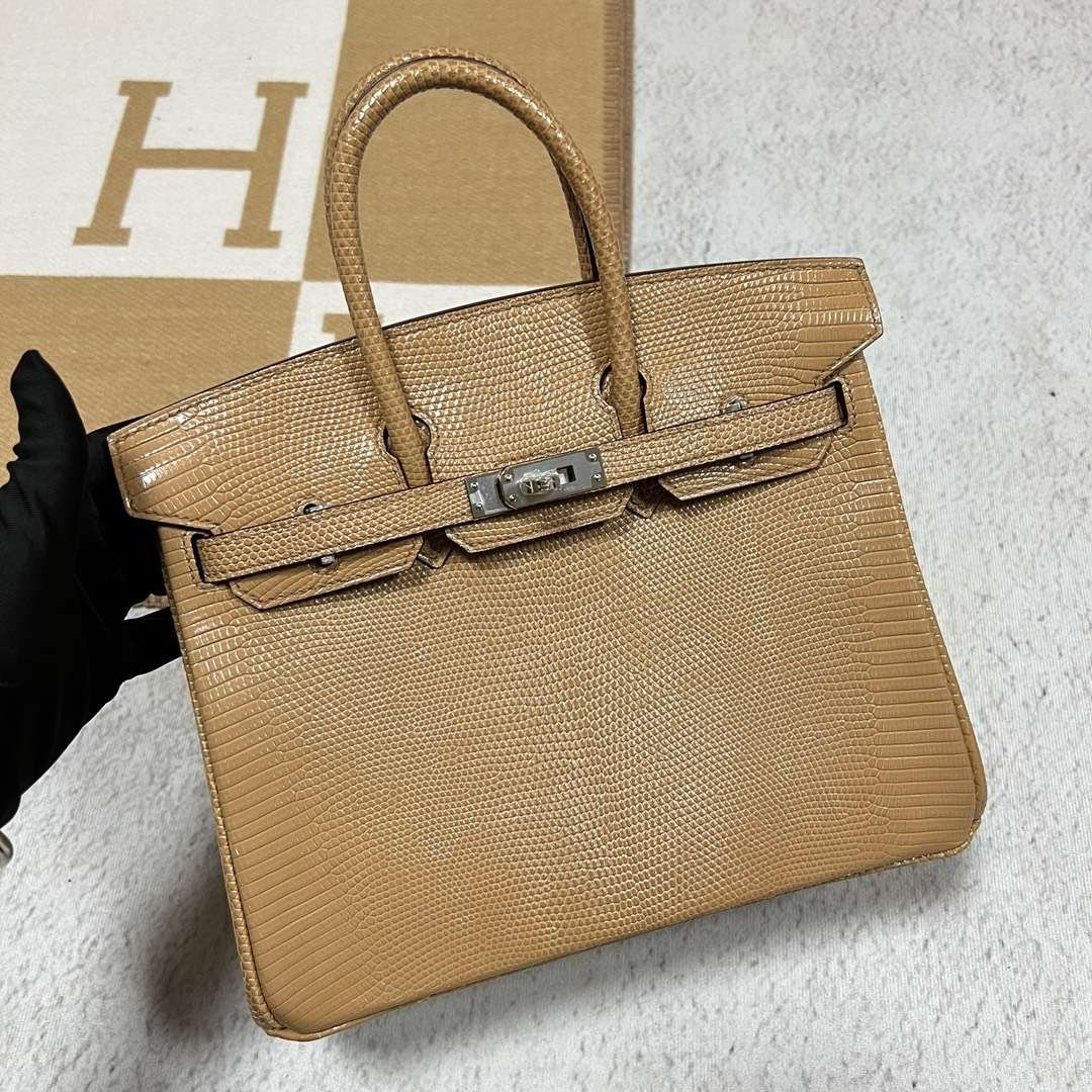Uncle Bench Hermes Birkin Lizard 0M Tea color Silver Hardware 25cm Full Handmade