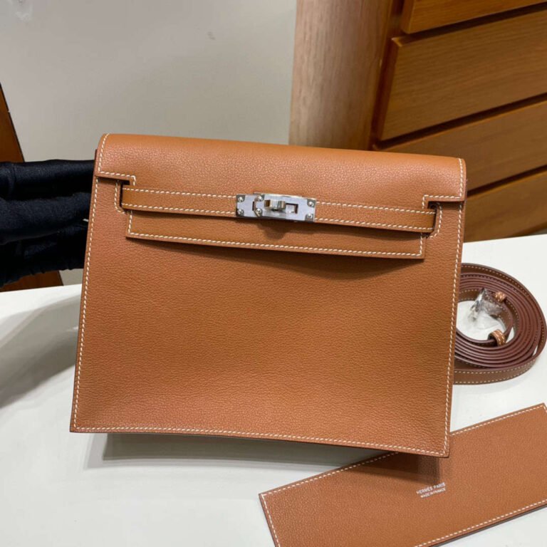 Uncle Bench Hermes Kelly danse Evercolor Ck37 Golden Brown Silver Hardware 22cm Full Handmade