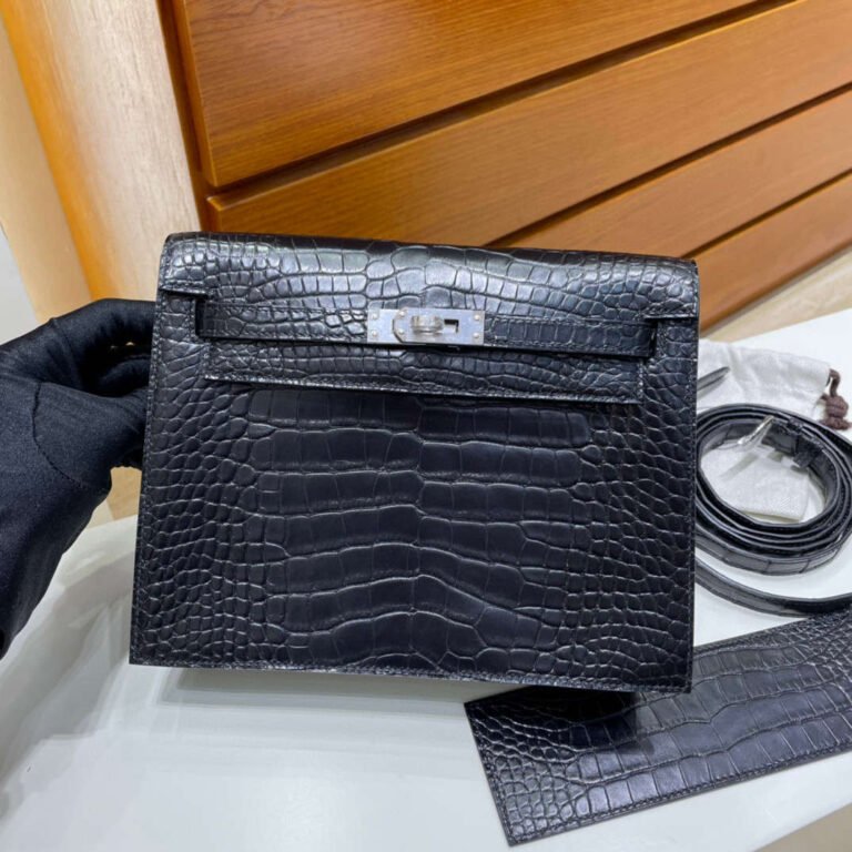 Uncle Bench Hermes Kelly danse Matte Alligator Ck89 Black Silver Hardware 22cm Full Handmade