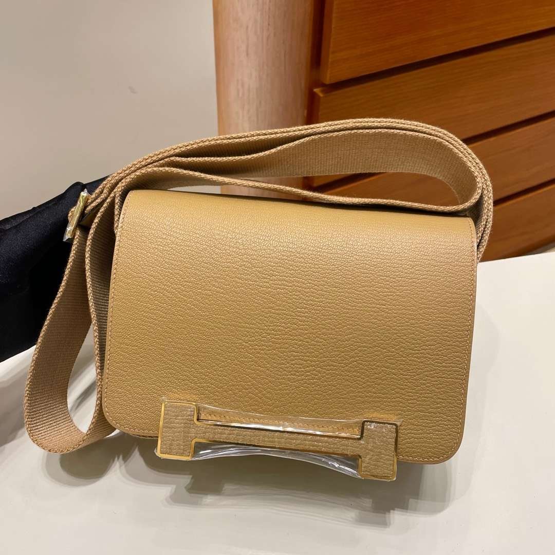 Uncle Bench Hermes New Geta Chevre 0M Tea color Gold Hardware 20cm Full Handmade