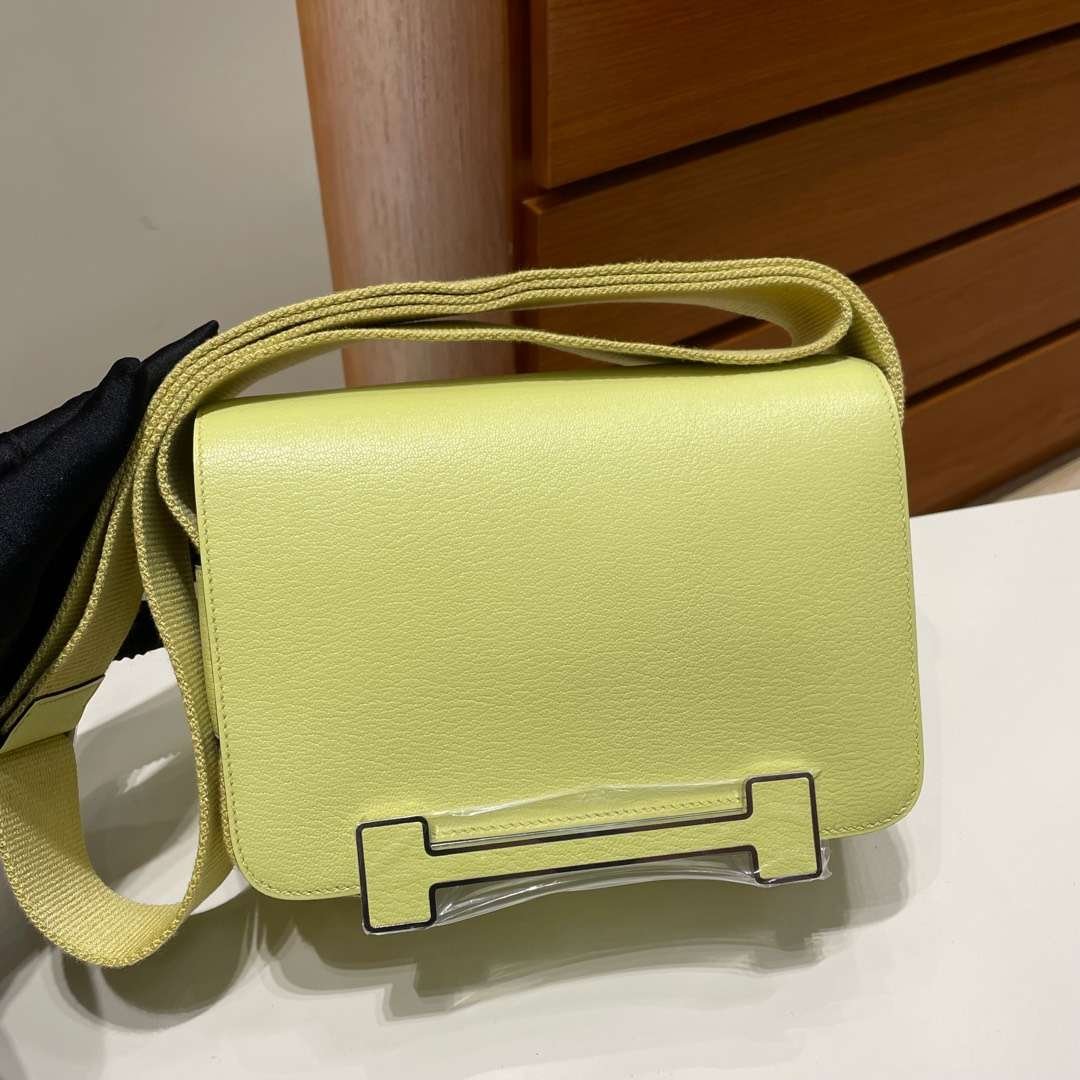 Uncle Bench Hermes New Geta Chevre R9 Lemon yellow Silver Hardware 20cm Full Handmade