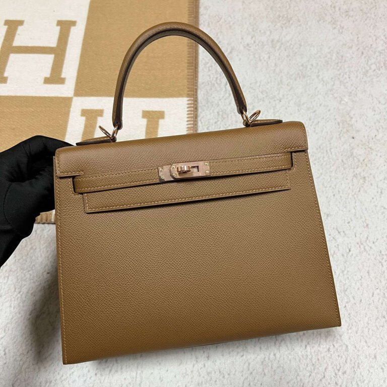 Uncle Bench Hermes Kelly Epsom 3G chestnut color Rose Gold Hardware 25cm Full Handmade