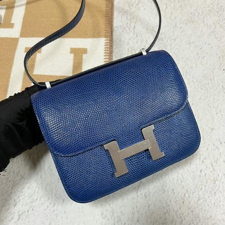 Uncle Bench Hermes Constance Lizard 7T Bright blue Silver Hardware 19cm Full Handmade