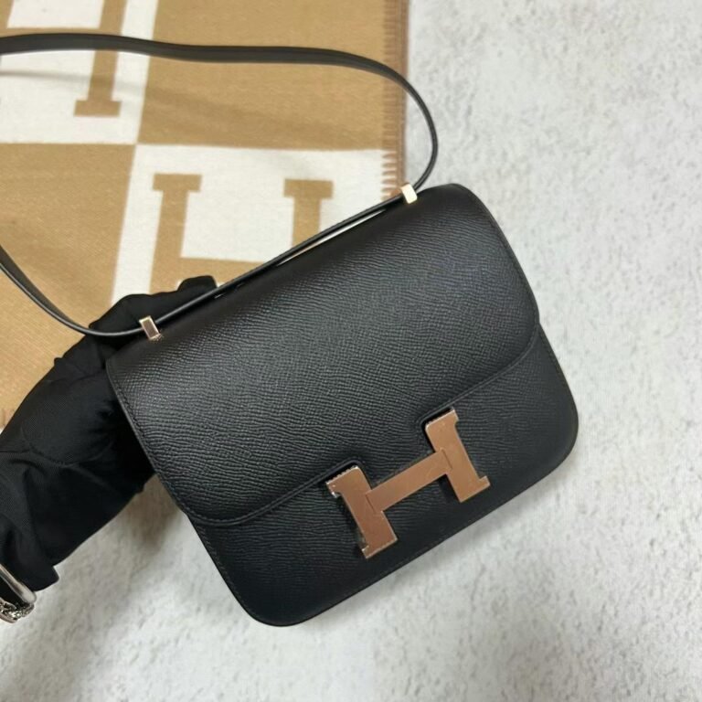 Uncle Bench Hermes Constance Epsom Ck89 Black Rose Gold Hardware 19cm Full Handmade
