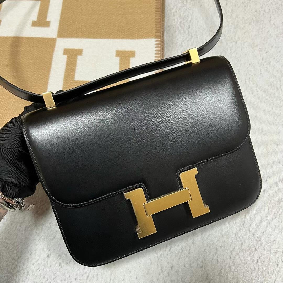 Uncle Bench Hermes Constance New Single layer Boxcalf Ck89 Black Gold Hardware 24cm Full Handmade