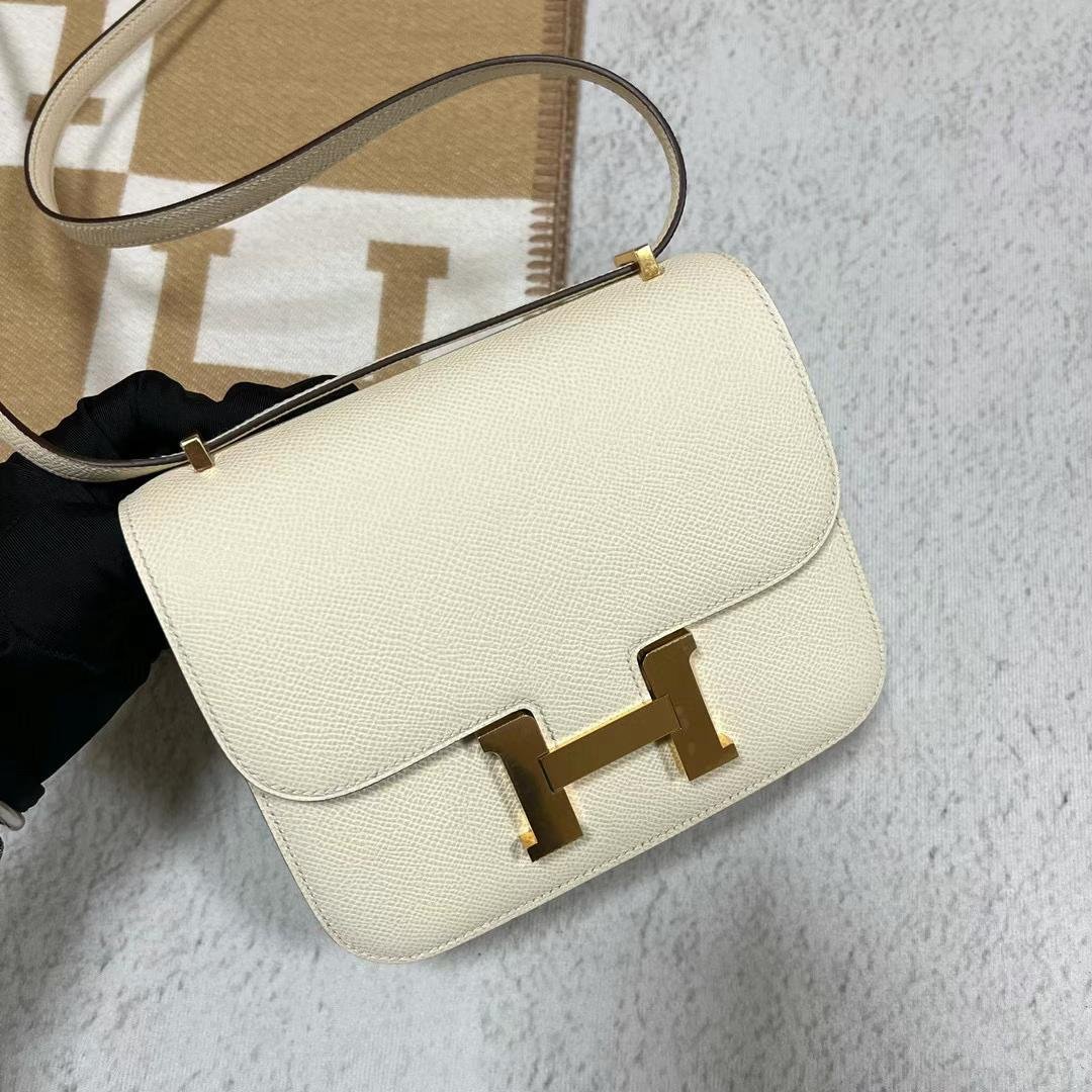 Uncle Bench Hermes Constance Epsom i2 Creamy White Gold Hardware 19cm Full Handmade