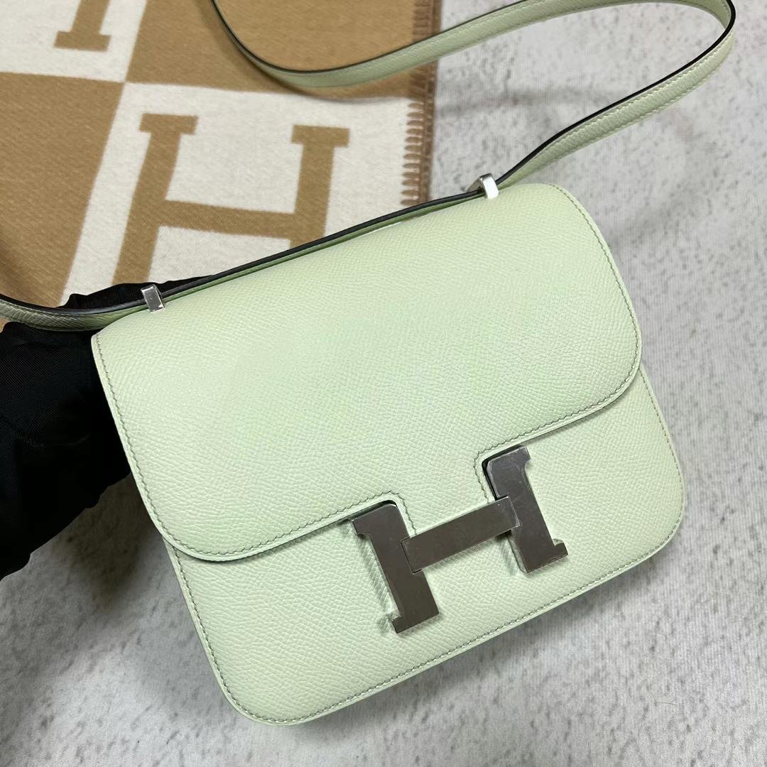 Uncle Bench Hermes Constance Epsom 0S Light Green Silver Hardware 19cm Full Handmade