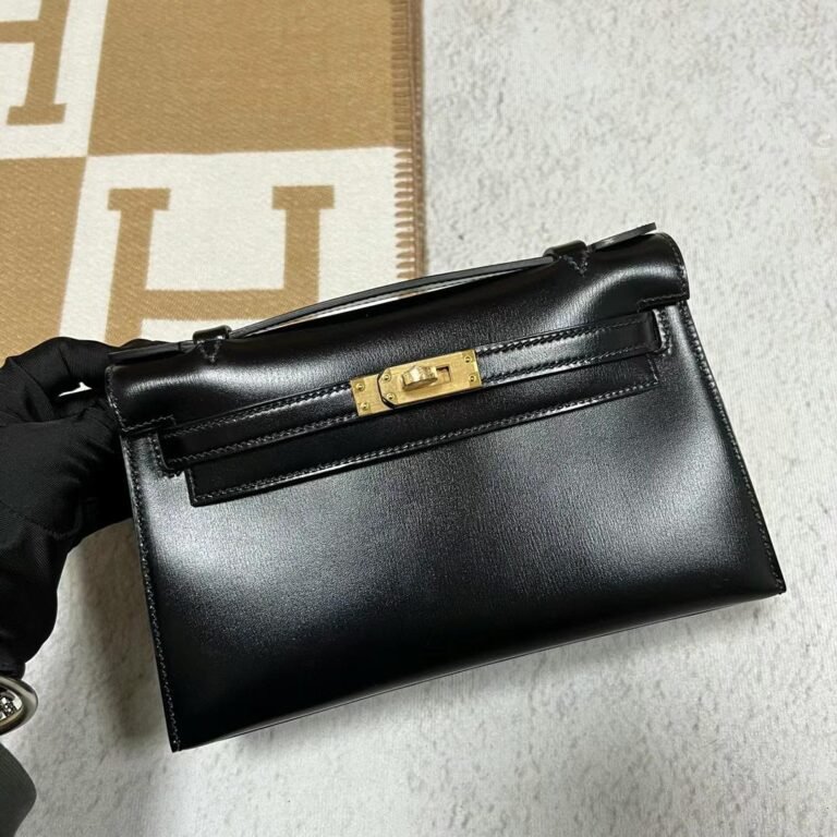 Uncle Bench Hermes Mini Kelly Pochette Boxcalf Ck89 Black Gold Hardware 22cm Full Handmade