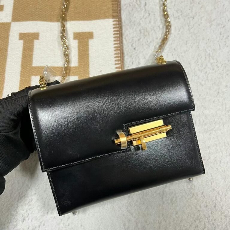 Uncle Bench Hermes Verrou Boxcalf Ck89 Black Gold Hardware 17.5cm Full Handmade