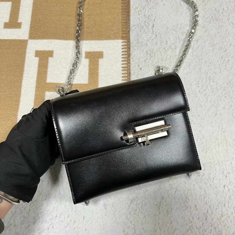 Uncle Bench Hermes Verrou Boxcalf Ck89 Black Silver Hardware 17.5cm Full Handmade