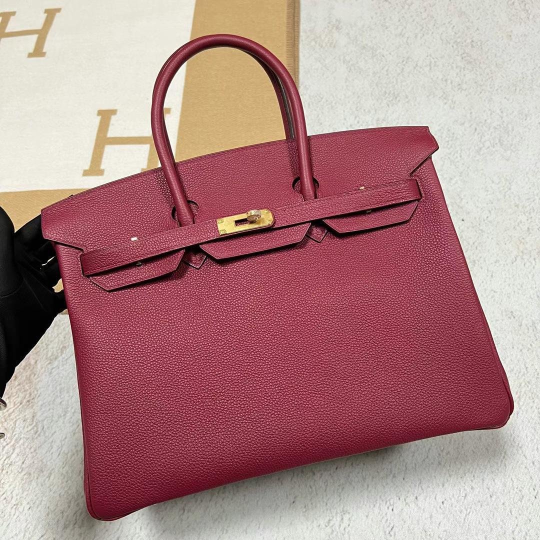 Uncle Bench Hermes Birkin Togo K1 pomegranate red Gold Hardware 35cm Full Handmade