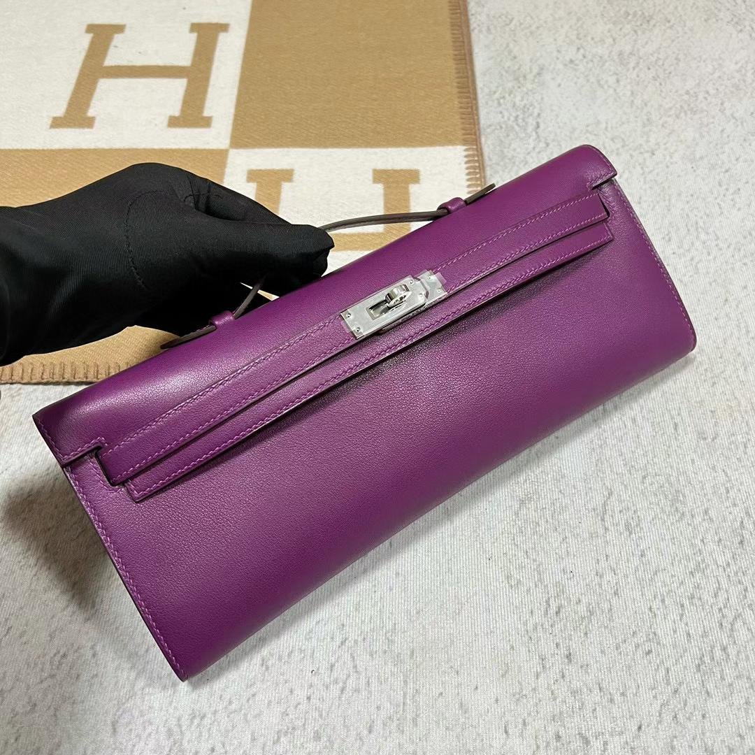Uncle Bench Hermes Kelly cut Swift P9 actiniae purple Silver Hardware phw 31cm Full Handmade