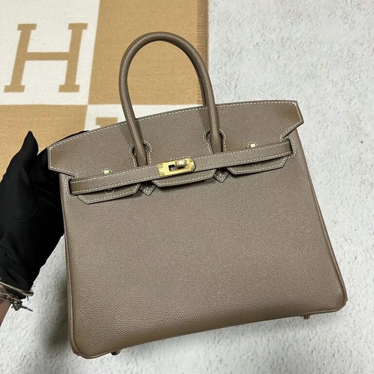 Uncle Bench Hermes Birkin Epsom Ck18 Etoupe Grey Gold Hardware 25cm Full Handmade
