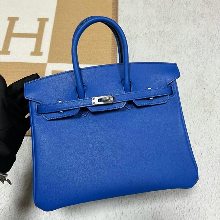 Uncle Bench Hermes Birkin Swift i7 Glaze blue Silver Hardware 25cm Full Handmade