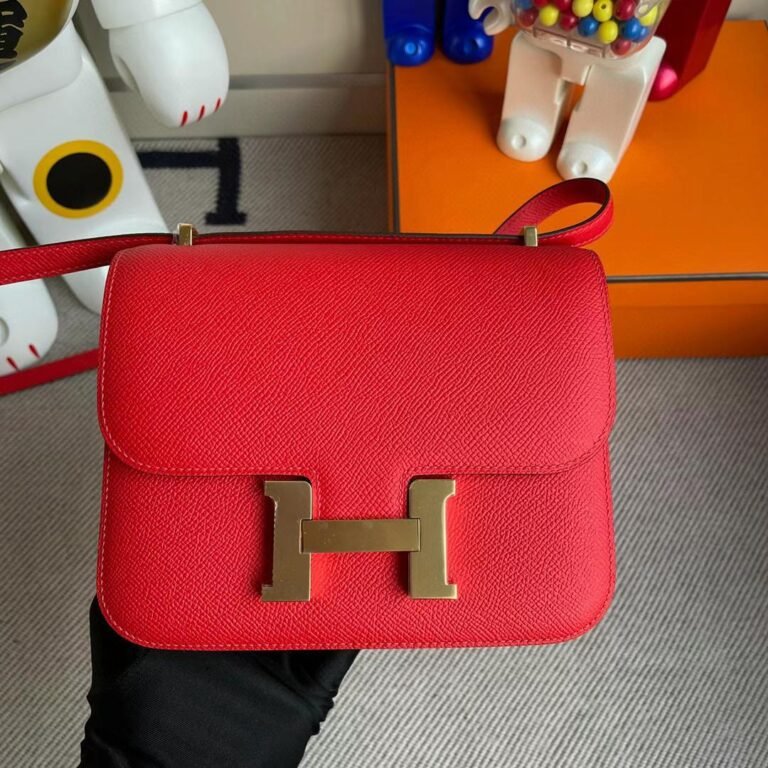 Uncle Bench Hermes Constance Epsom S5 Tomato red Gold Hardware Ghw 18cm Full Handmade