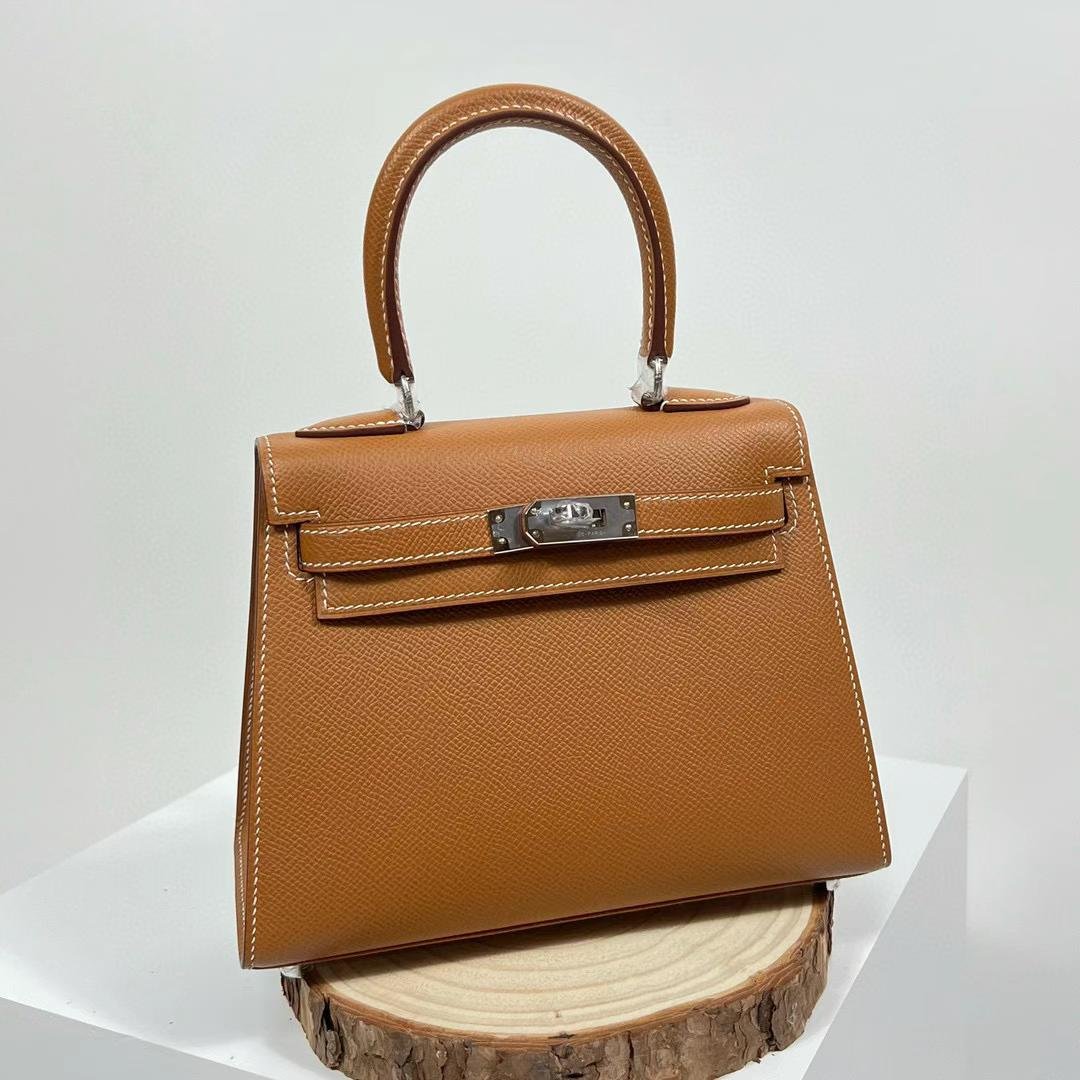 Uncle Bench Hermes Kelly Epsom Ck37 Golden Brown Silver Hardware Phw 20cm Full Handmade